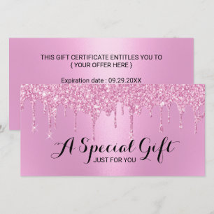 Modern Rosa Glitter Drips Salon Gift-certifikat