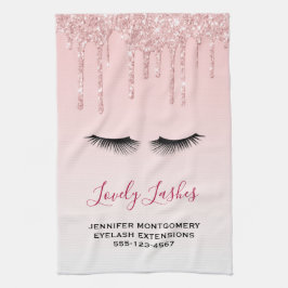 Modern Rosa Glitter Drives & Black Eyelash Biz Kökshandduk