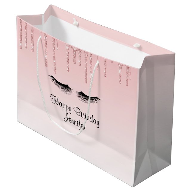 Modern Rosa Glitter Drives & Eyelash Birthday (Framsidan Vinklad)