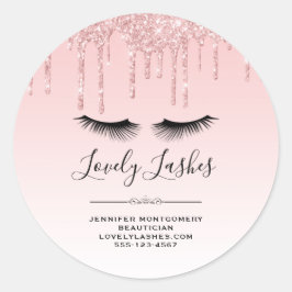 Modern Rosa Glitter Drives & Eyelash Business Runt Klistermärke