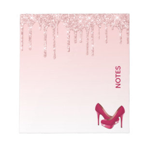 Modern Rosa Glitter Drivrutiner och Högklackar Anteckningsblock