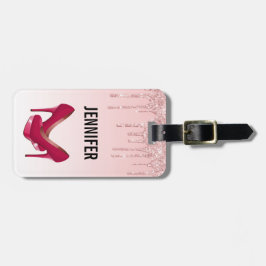Modern Rosa Glitter Drivrutiner och Högklackar Bagagebricka