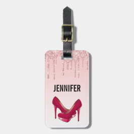 Modern Rosa Glitter Drivrutiner och Högklackar Bagagebricka
