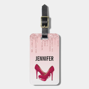 Modern Rosa Glitter Drivrutiner och Högklackar Bagagebricka