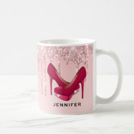 Modern Rosa Glitter Drivrutiner och Högklackar Kaffemugg
