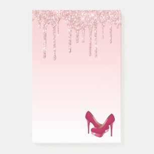 Modern Rosa Glitter Drivrutiner och Högklackar Post-it Block