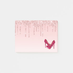 Modern Rosa Glitter Drivrutiner och Högklackar Post-it Block