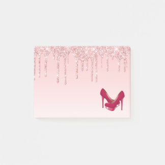 Modern Rosa Glitter Drivrutiner och Högklackar Post-it Block