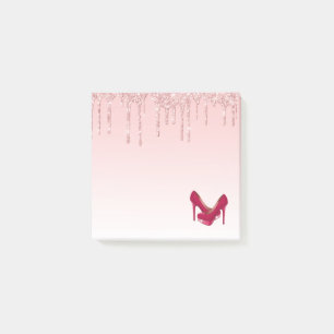 Modern Rosa Glitter Drivrutiner och Högklackar Post-it Block