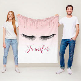 Modern Rosa Glitter Drivrutiner och svarta ögonfra Fleecefilt