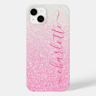 Modern Rosa Glitter Girly Chic Personlig Namn