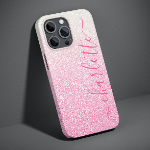 Modern Rosa Glitter Girly Chic Personlig Namn