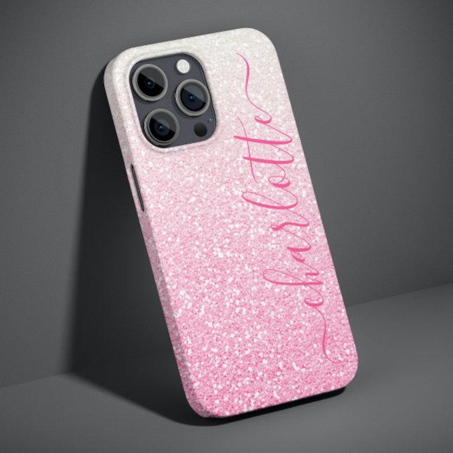 Modern Rosa Glitter Girly Chic Personlig Namn (Skapare uppladdad)
