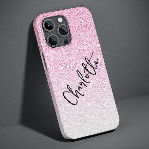Modern rosa glitter glamorös personlig namn