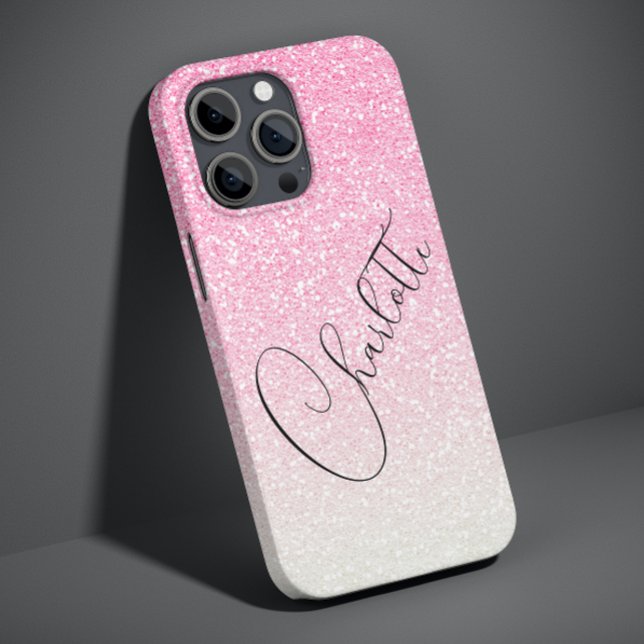 Modern Rosa Glitter Glamoröst Personlig Namn (Skapare uppladdad)