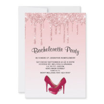 Modern Rosa Glitter Högklackars Bachelorette