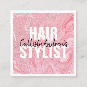 Modern Rosa Glitter Liquid Marble Hairstylist Fyrkantigt Visitkort