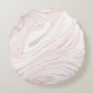 Modern Rosa Glitter Marble Rund Kudde