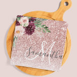 Modern Rosa Glitter och blomma Gnistra med Namn Kökshandduk<br><div class="desc">Modern Rosa Glitter och blomma Gnistra med Namn</div>