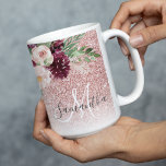 Modern Rosa Glitter och blomma Gnistra med Namn Två-Tonad Mugg<br><div class="desc">Modern Rosa Glitter och blomma Gnistra med Namn</div>