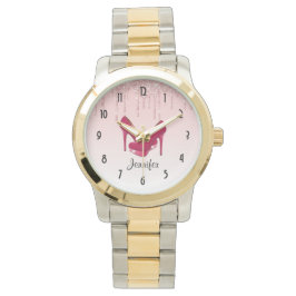 Modern Rosa-Glitter och -Högklackar Armbandsur