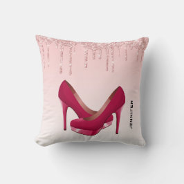 Modern Rosa-Glitter och -Högklackar Kudde