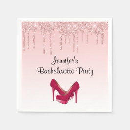 Modern Rosa-Glitter och -Högklackar Pappersservett