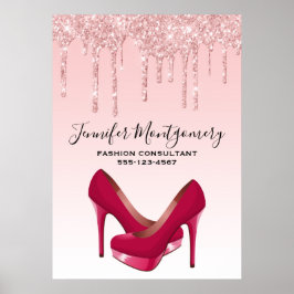 Modern Rosa-Glitter och -Högklackar Poster