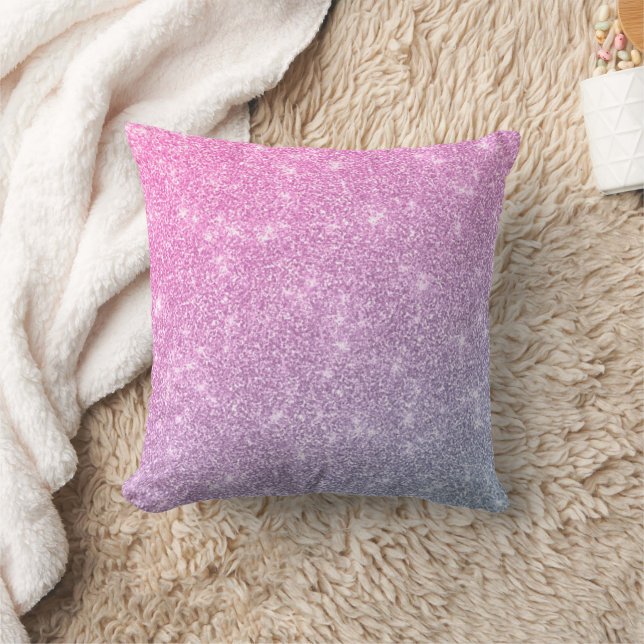 Modern rosa glitter ombre kudde (Filt)
