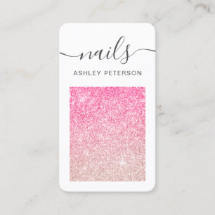 Modern rosa glitter ombre nagel teknikskript visitkort