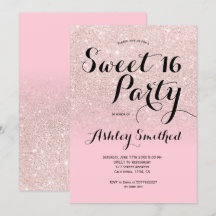 Modern rosa glitter ombre Sweet 16