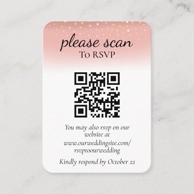Modern Rosa Glitter OSA med QR-kod Tilläggskort (Framsida)