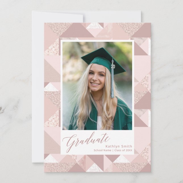 Modern Rosa Glitter Script Girl Photo Studenten Meddelande (Framsida)