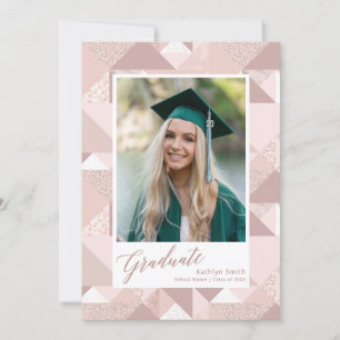 Modern Rosa Glitter Script Girl Photo Studenten Meddelande
