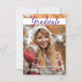 Modern Rosa Glitter Script Photo Studenten Inbjudningar