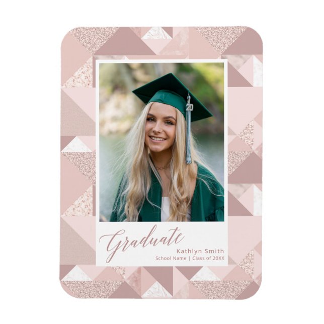 Modern Rosa Glitter Script Studenten Girl Photo Magnet (Vertikal)