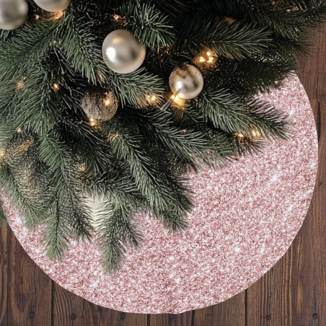 Modern Rosa Glitter Sparkles Julgransmatta Borstad Polyester (Skapare uppladdad)