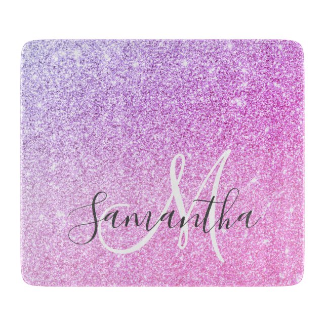 Modern Rosa Glitter Sparkles Personlig Namn (Framsidan)