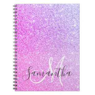 Modern Rosa Glitter Sparkles Personlig Namn Anteckningsbok