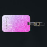 Modern Rosa Glitter Sparkles Personlig Namn Bagagebricka<br><div class="desc">Modern Rosa Glitter Sparkles Personlig Namn</div>