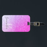 Modern Rosa Glitter Sparkles Personlig Namn Bagagebricka<br><div class="desc">Modern Rosa Glitter Sparkles Personlig Namn</div>