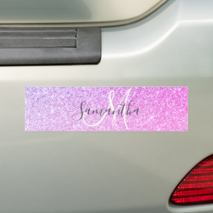 Modern Rosa Glitter Sparkles Personlig Namn Bildekal