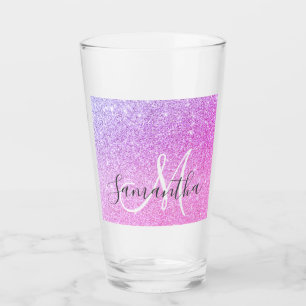 Modern Rosa Glitter Sparkles Personlig Namn Glaskopp