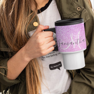 Modern Rosa Glitter Sparkles Personlig Namn Resemugg
