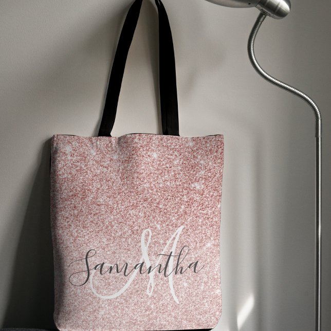 Modern Rosa Glitter Sparkles Personlig Namn Tygkasse (Skapare uppladdad)