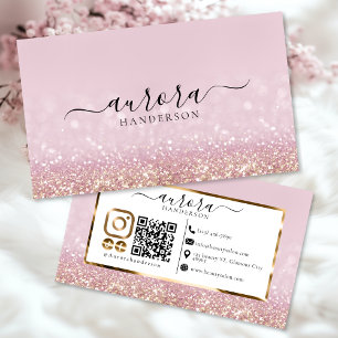 Modern Rosa Glitter Visitkort
