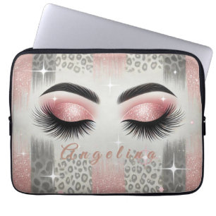 Modern Rosa Glitterögonfransar Bärbar Datorfodral