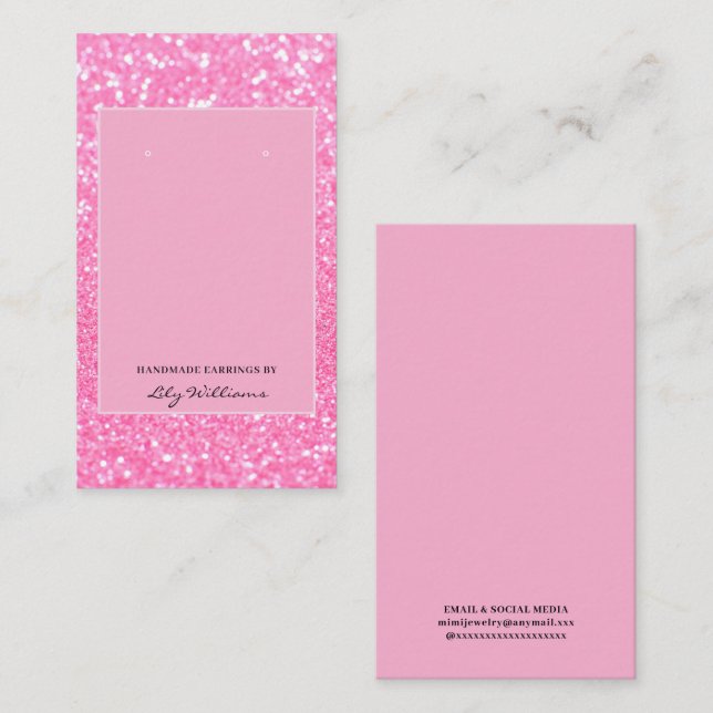 Modern Rosa Glitterörhänge Displayhållare Kort (Fram/baksida)