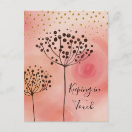 Modern Rosa Golden Keeping in Touch Vykort