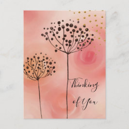 Modern Rosa Golden Thinking Vykort